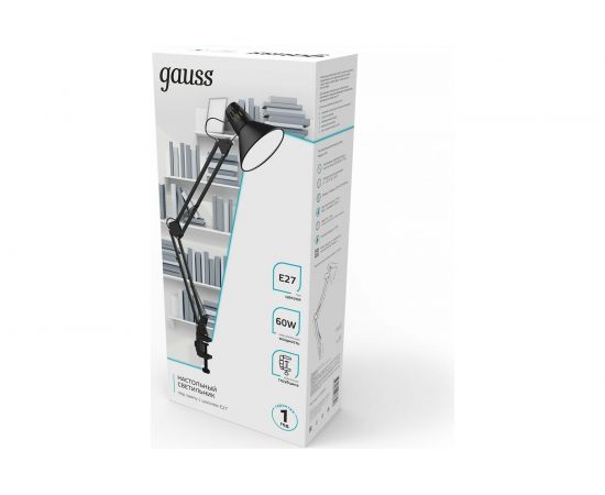Настольный светильник Gauss модель GTL001 60W 220-240V E27 черный струбцина 1/16 GT0012 – изображение 5