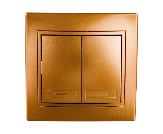 Двойной выключатель Lezard MIRA металлика золото, со вставкой 701-1313-101 