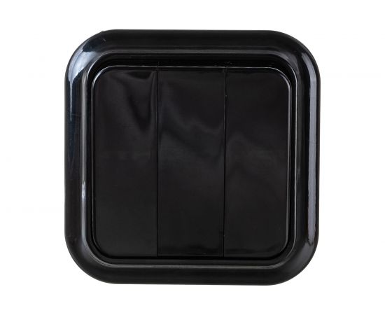 Выключатель Bylectrica3-клавишная, открытая установка, 6А, серия ПРАЛЕСКА, А056-137 черный 