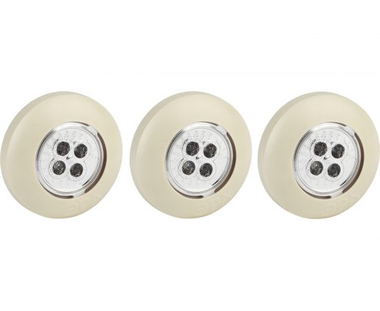 Фонарь ЭРА SB505 пушлайт, Аврора, 4xLED, 3xAAA, слоновая кость, 3 штуки в коробке Б0029185 