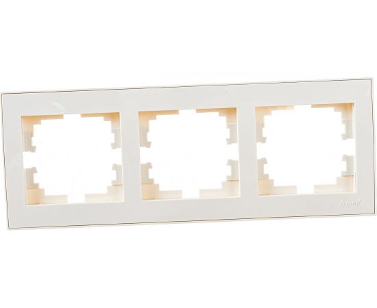 Трехместная горизонтальная рамка LEZARD RAIN крем с бок. вст. 703-0303-148 
