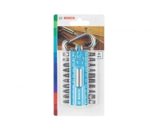 Набор 20 бит + держатель с карабином светло-синий Bosch 2607002822 