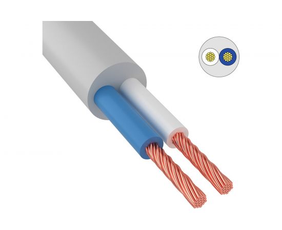 Провод ПВС ККЗ 2х1,0 кв.мм 200 м белый ГОСТ 01-8032-3 