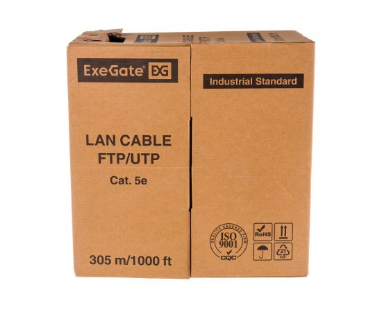 Кабель UTP ExeGate 4 пары, категория 5e, CCA, многожильный, бухта 305м, серый, PVC 205293 