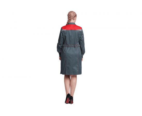 Женский халат ГК Спецобъединение КМ-10 ЛЮКС, серый-красный, размер 104-108, рост 170-176 Хал 546/104/170 – изображение 2