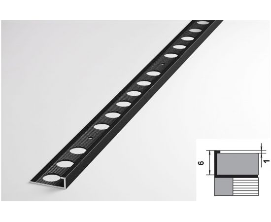 Профиль окантовочный L-образный алюминиевый ЛУКА 6 мм, 2,7 м, 5 шт, Черный УТ000031066 – изображение 2