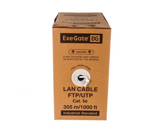 Кабель UTP ExeGate 4 пары, категория 5e, CCA, многожильный, бухта 305м, серый, PVC 205293 – изображение 2