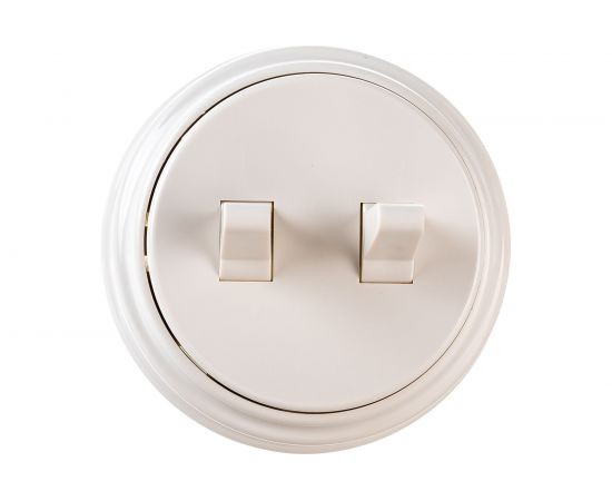 2-клавишный тумблерный выключатель Bylectrica А510-2204 10А открытой установки, серия РЕТРО, бежевый, А510-2204 бежевый – изображение 2