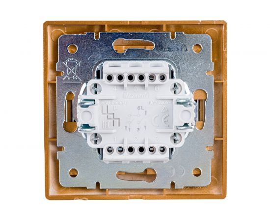 Двойной выключатель Lezard MIRA металлика золото, со вставкой 701-1313-101 – изображение 2