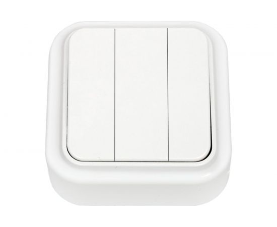 Выключатель Bylectrica 3-клавишная, открытая установка, 6А, серия ПРАЛЕСКА, белый, А056-137 – изображение 2