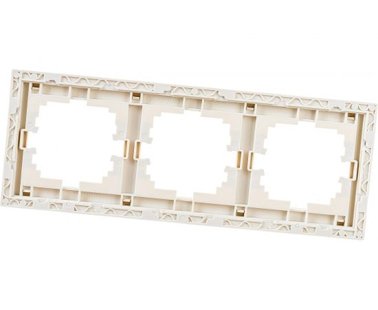 Трехместная горизонтальная рамка LEZARD RAIN крем с бок. вст. 703-0303-148 – изображение 2