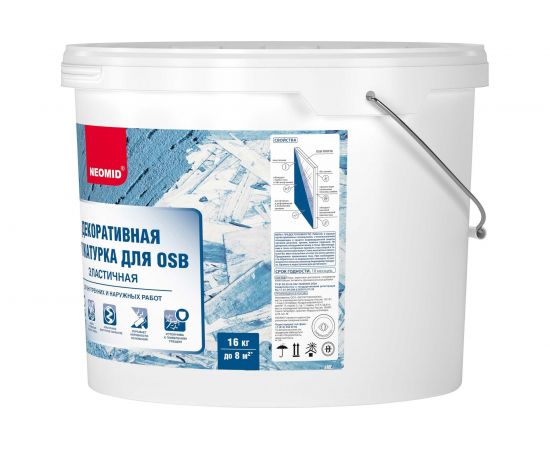 Штукатурка декоративная эластичная для плит OSB ""Шуба"" (16 кг; серо-лиловый) Neomid Н-Шуба-16/сер – изображение 3
