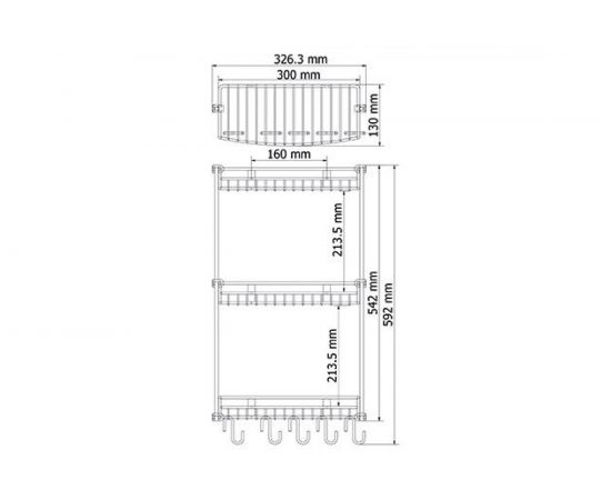Металлическая тройная, прямая полка WasserKRAFT K-1433 – изображение 4