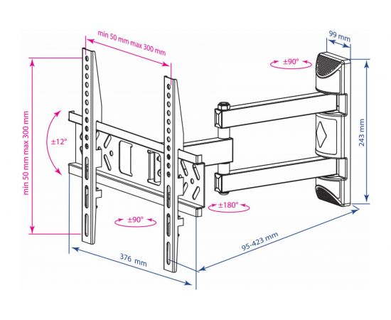 TV кронштейн Kromax PIXIS XS black 20251 – изображение 9
