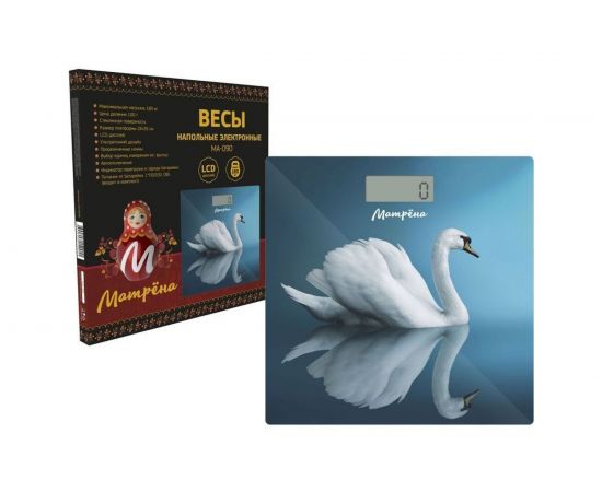 Напольные электронные весы Матрёна МА-090 лебедь стеклянная поверхность, 180 кг 007270 