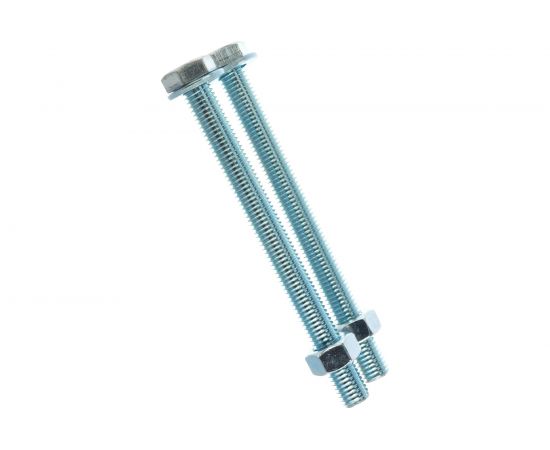 Болт Tech-Krep DIN933 с шестигранной головкой, оцинкованный М12х140 + гайка + шайба 2 шт - пакет 136930 