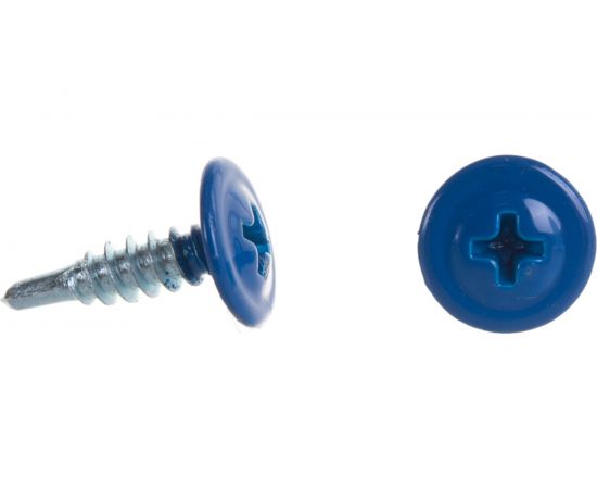 Саморезы с пресс-шайбой Госкреп со сверлом 4,2х16мм синие RAL5005 35 шт., подвес 1-0017460 