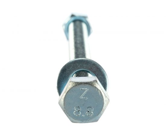 Болт Tech-Krep DIN933 с шестигранной головкой, оцинкованный М12х140 + гайка + шайба 2 шт - пакет 136930 – изображение 2