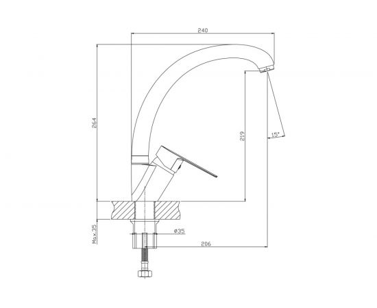 Смеситель для кухни Zollen Bergen излив утка, картридж 35 мм BE71610132 443363 – изображение 2