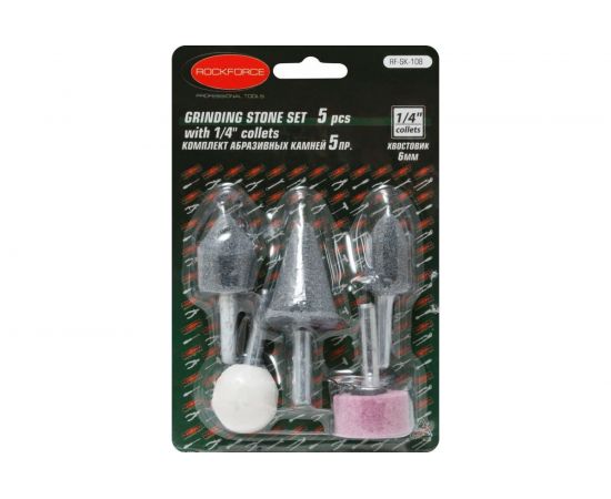 Набор камней абразивных (5 шт; хвостовик 6 мм) ROCKFORCE RF-SK-108 – изображение 2