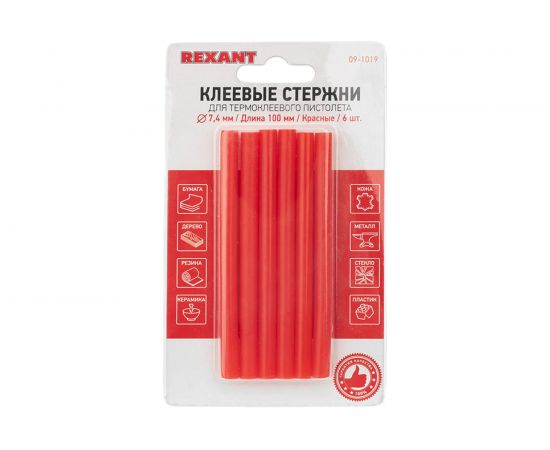 Клеевые стержни Rexant 7х100 мм красные 6 шт. 09-1019 – изображение 6