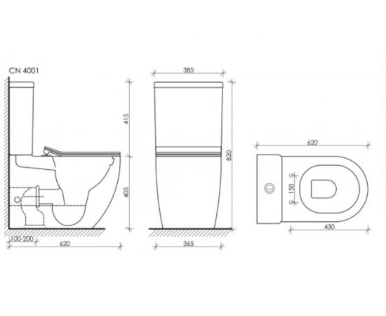 Напольная пристенная чаша унитаза Ceramica Nova METROPOL Rimless CN4001-B – изображение 10