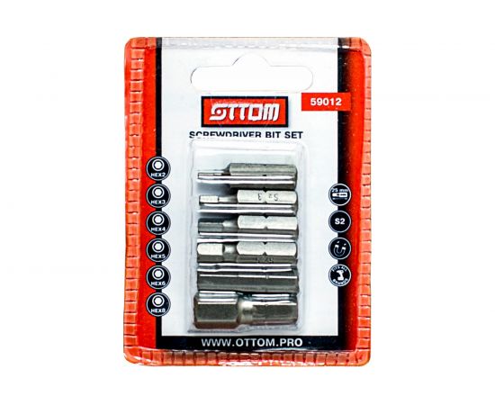 Набор бит HEX (6 шт, S2) OTTOM 59012 