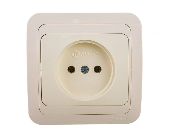Розетка без заземления, кремовая Makel Mimoza 25022 
