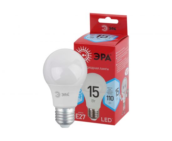 Светодиодная лампа ЭРА LED A6015W840E27 R, груша, 15 Вт, нейтральный, E27 Б0046356 – изображение 2