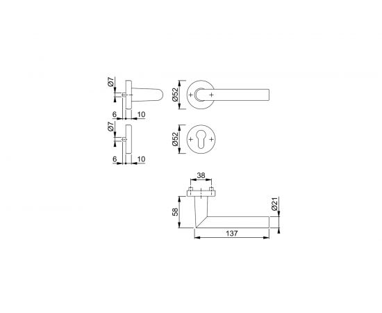 Объектный гарнитур НОРРЕ Е1400Z/42KV/42KVS RW Amsterdam WC F69 нержавеющая сталь матовая, Schnellstift, А=37-42мм, шток 8мм, 65747 – изображение 2