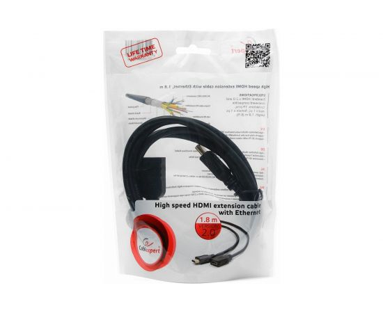 Удлинитель кабеля Cablexpert HDMI, 1.8м, v2.0, 19M/19F, черный CC-HDMI4X-6 – изображение 3