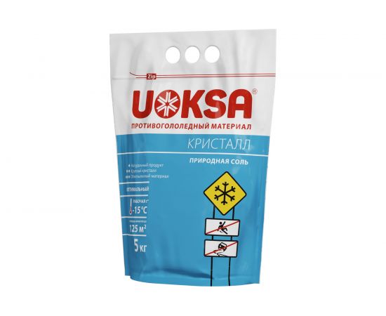 Противогололедный материал UOKSA КРИСТАЛЛ до -15 С, 5 кг, пакет 2243 – изображение 3