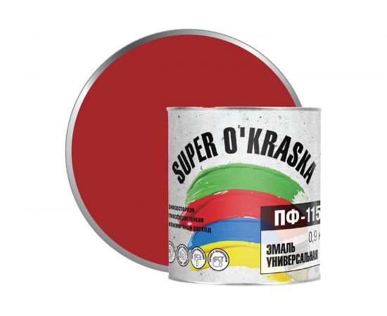 Эмаль super maler ПФ-115 Красный 0,9кг Лк-00005654 – изображение 5