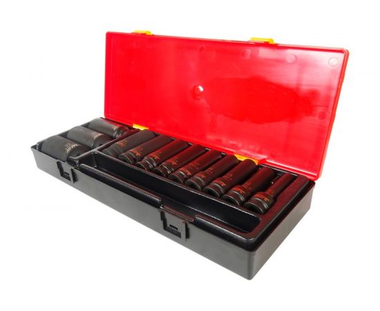 Набор ударных глубоких двенадцатигранных торцевых головок 1/2" 10-32мм в кейсе 12шт JTC-K4122 