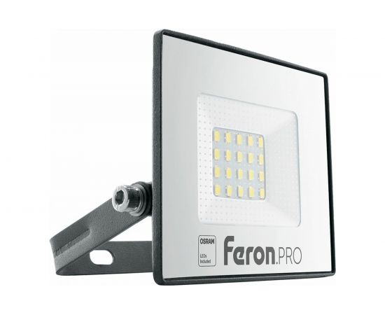 Светодиодный многоматричный прожектор FERON LL-1000, 20W, 6400К, 1600Lm, IP65, 20хOSRAM чёрный 41538 