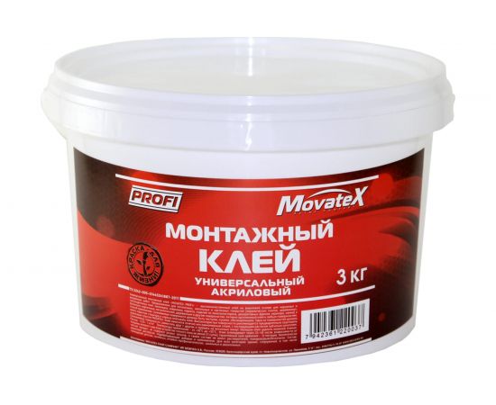 Монтажный акриловый клей Movatex PROFI 3 кг Т25886 