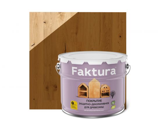 Защитно-декоративное покрытие FAKTURA с льняным маслом и ионами серебра, золотой дуб, ведро 9 л, 208465 