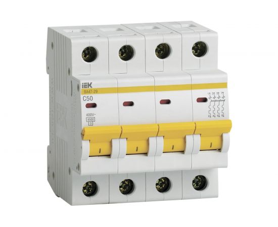 Автоматический выключатель IEK ВА47-29, 4Р, 50А, 4,5кА, х-ка С MVA20-4-050-C 