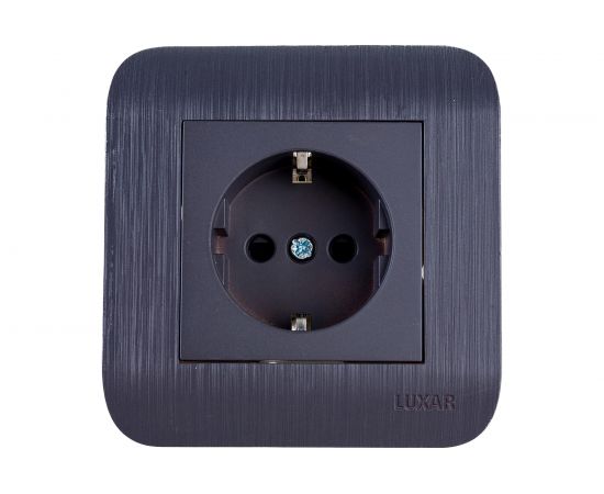 Розетка LUXAR Deco с/у с з/к венге с рифленой рамкой, 250В 16А 4606400620303 