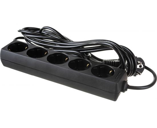 Удлинитель ExeGate ECE-5-5B 5 евророзетки с заземлением, 5м, черный 285825 
