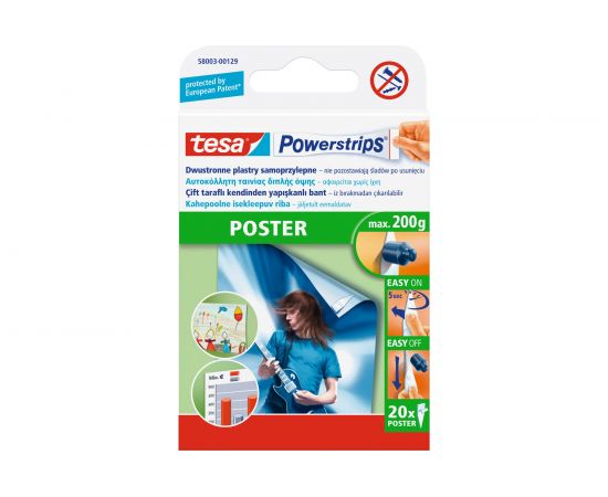 Самоклеющиеся полоски для крепления плакатов TESA Powerstrips 58003-00129-01 – изображение 2
