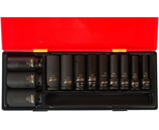 Набор ударных глубоких двенадцатигранных торцевых головок 1/2" 10-32мм в кейсе 12шт JTC-K4122 – изображение 2