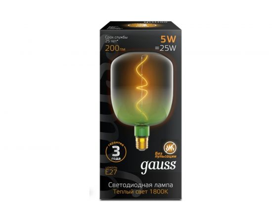 Лампа LED Gauss Filament Flexible V140-DC Green-Clear E27 5W 200lm 1800K 140х200mm 1/6 1009802105 – изображение 2