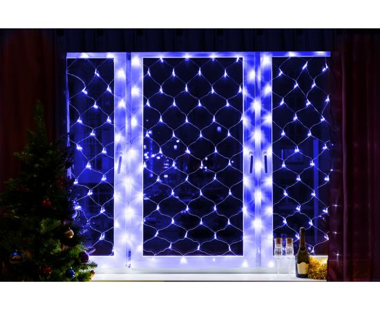 Светодиодная гирлянда NEON-NIGHT Сеть 8 режимов 1.5х1.5м 150 LED на прозрачном проводе синий 215-123 – изображение 3