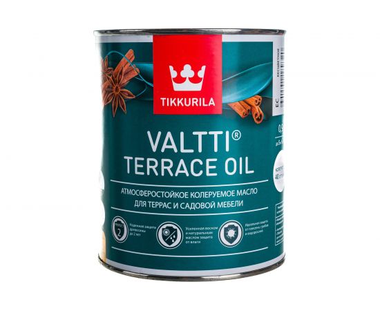 Масло для террас и садовой мебели TIKKURILA VALTTI TERRACE OIL бесцветный 0,9л 700010363 – изображение 5
