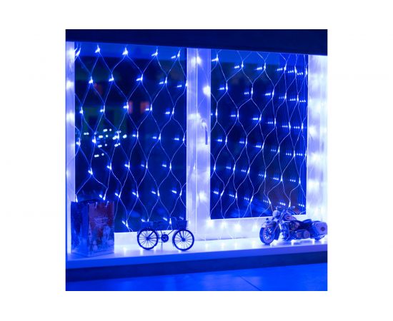 Светодиодная гирлянда NEON-NIGHT Сеть 8 режимов 1.5х1.5м 150 LED на прозрачном проводе синий 215-123 – изображение 6