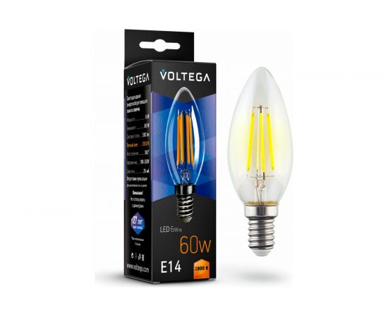 Светодиодная лампа VOLTEGA Свеча Е14 2800К 6W 7019 