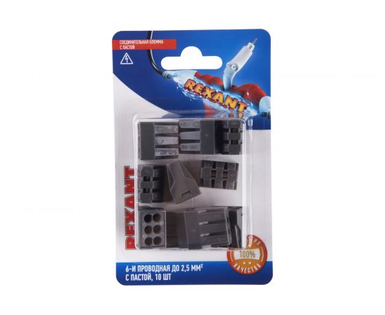 Соединительная 6-и проводная клемма REXANT 0,75-2,5 мм2 10шт 06-0208-B10 