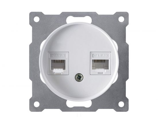 Двойная розетка телефон/компьютер OneKeyElectro RJ11/RJ45 кат.5e, цвет белый (уп.10 шт) 1E20801300 