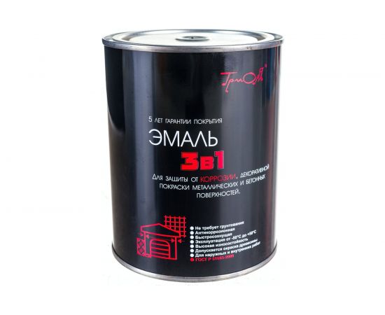 Эмаль ТРИОЛЬ 3 в 1 черная полуматовая T3V1BK08 